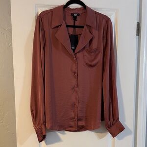PAIGE Dusty Rose Satin Blouse
